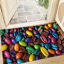 1pc Colorful Coffee Bean Pattern Printed Rug Series, Long Doormat, Indoor Entrance Mat, Bedroom Bedside Mat, Kitchen Mat, Suitable For Living Room, Laundry Room, Bathroom - Multicolor - View 2