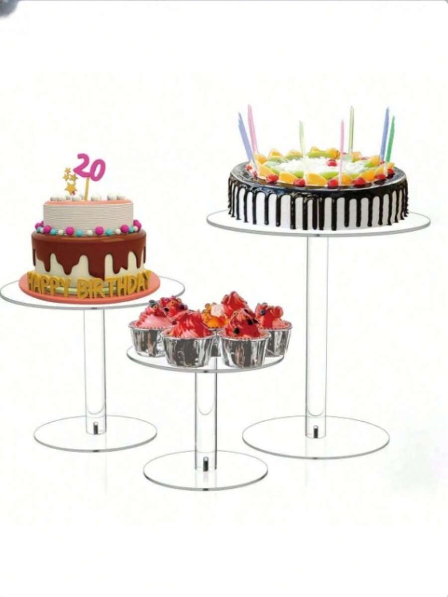 Khay đựng bánh acrylic tròn trong suốt, khay đựng cupcake trong suốt, kệ trưng bày bánh ngọt, cupcake, bánh ngọt, kẹo cho bàn tráng miệng, tiệc sinh nhật, đám cưới và sự kiện - trong suốt - Xem 1