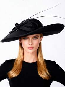 HIMESPORT Royal Women's Sinamay Wedding Hat, Women's Wide Brim Cocktail Party Church Tea Party Dress Soft Felt Hat With Bow - Solid Color - View 11