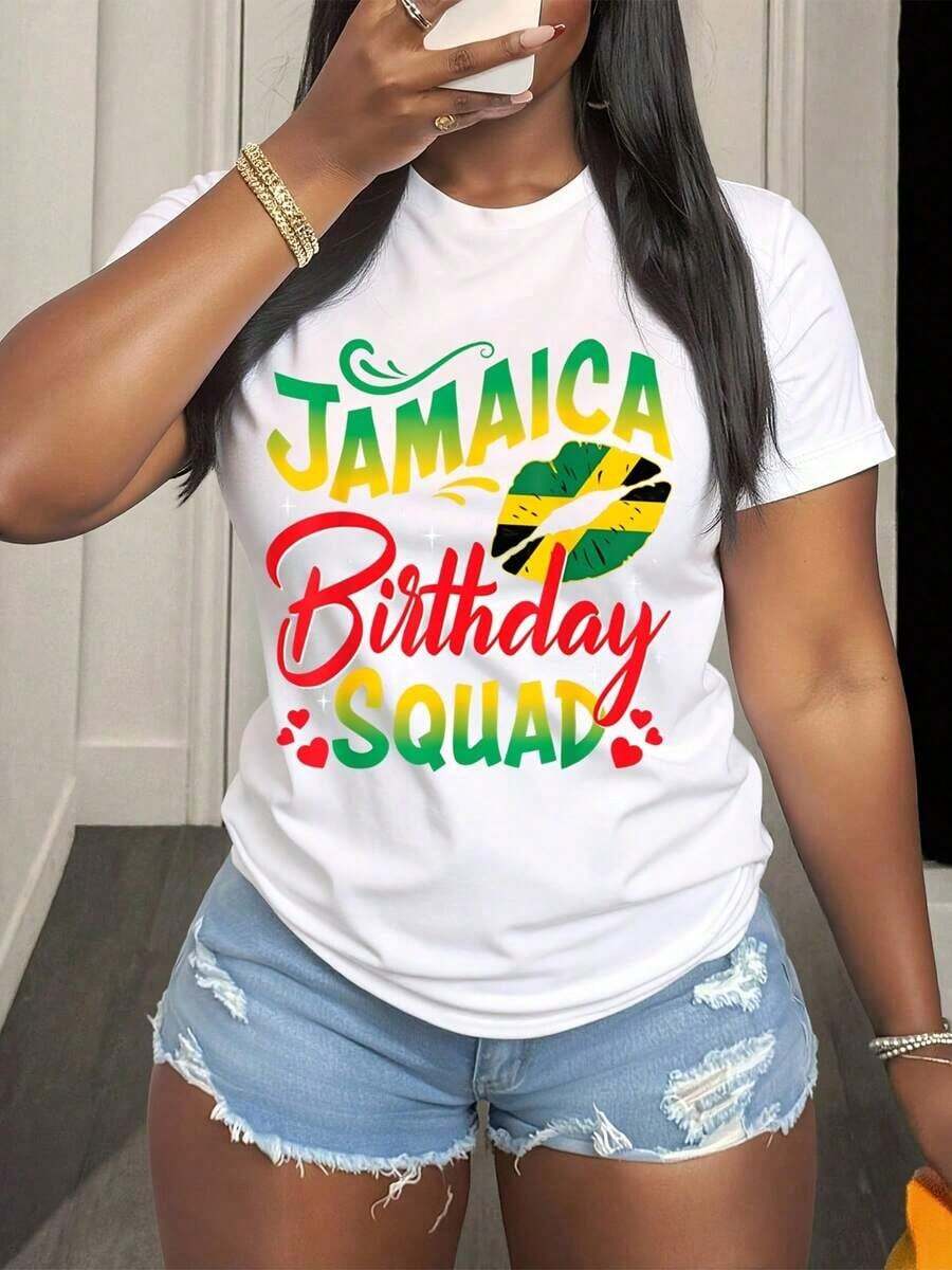 1 Jamaica Birthday Celebration T-Shirt For Women And Men, Party Wear With Jamaican Flag Design, Perfect For Caribbean Themed Events And Birthdays, 180g 100% Cotton. - 白色 - 查看 1