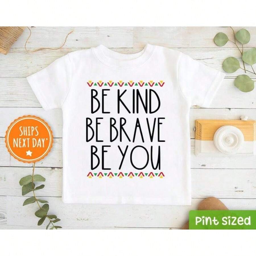 Camiseta para Niños "Sé Amable, Sé Valiente, Sé Tú Mismo", Linda Camiseta de Empoderamiento para Niños Pequeños, Camiseta de Béisbol Positiva, Activismo, Ropa Ligera para Uso Diario, Regalo Perfecto para Mujeres en Festivales, Vestimenta Diaria Sencilla y a la Moda, Ropa Casual Resistente al Desgaste para Mujeres. - Blanco - Ver 1