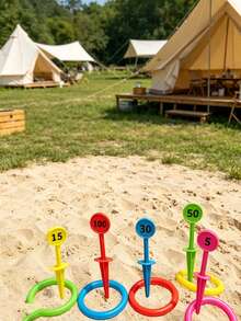 10pcs Outdoor Beach Sports Toys, Lawn Game Equipment, Numbered Toss Rings, Fun Interactive Family Game, Birthday Party Gift - Durable PP Material, Red, Green, Blue, Yellow, White Beach Accessories - View 9