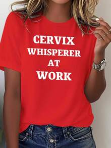 Camiseta cómoda de color sólido para mujer, adecuada para exámenes cervicales. - Rojo - Ver 8
