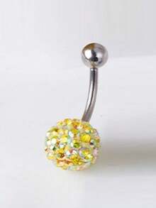 1pc Skin-Friendly Hypoallergenic 5A Zirconia Titanium Steel Navel Piercing Ring, Sparkling Zirconia Mud Ball Navel Ring, Heart Shaped Navel Stud, Colorful Zirconia Unisex Body Piercing Jewelry - Heart-shaped Belly Button Ring - View 9