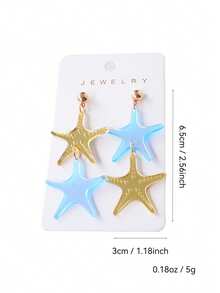 1 Pair Acrylic Ocean Breeze Starfish Earrings, Cute Exaggerated Long Beach Style Earrings - Starfish - View 5