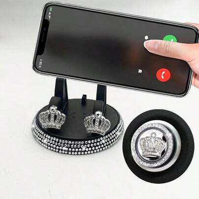 3 món phụ kiện xe hơi họa tiết vương miện mới - Giá đỡ điện thoại ô tô, miếng dán trang trí khởi động một chạm, giá đỡ điện thoại định vị trên bảng điều khiển ô tô, phụ kiện trang trí nội thất ô tô.