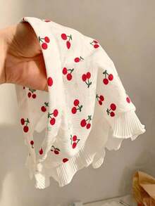 1pc Countryside Style Cherry Lace Headband & Triangular Scarf Hairband - Multicolor - View 4
