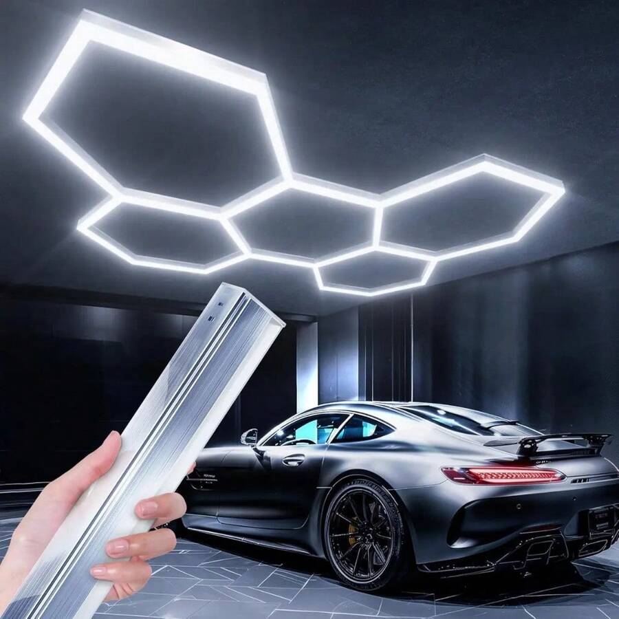 Hexagonal LED Light 5 Lights Ceiling Lamps Workshop Show - White - View 1