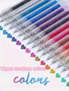 8pcs Glitter Gel Pens Set, Suitable For Writing, Drawing And Decorating, Plastic Material, 1.0mm Pen Tip, Shiny Ink Pens, Great For Journals, Scrapbooks And Art Projects, Back To School - Color - View 10