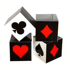 Black & Red Square Box, Poker Theme Party Decoration Box, Party Decoration Photo Prop Poker Pattern Box, Suitable For Las Vegas Game Night Party, Team Building Gathering, Bachelor Party, Retro Party - Poker - View 10