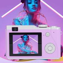 Cámara digital compacta de bolsillo de 6400MP con enfoque automático, 4K, detección de rostros, pantalla de 2.4", zoom óptico 16X, batería recargable, incluye 2 pegatinas - LK-003 morado + pegatina * 2 - Ver 4