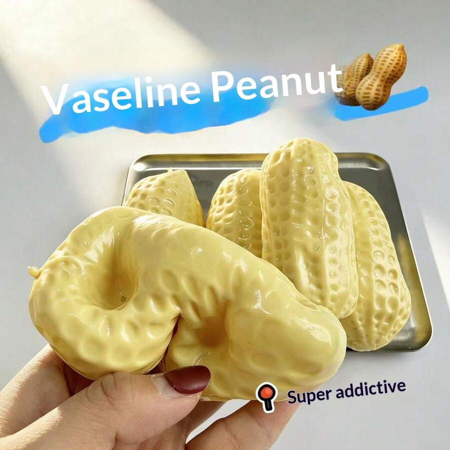 1pc Coconut Oil Squishy Peanut Pinch Toy Moldable Non-Rebound Finger-Sucking Handmade Ball
