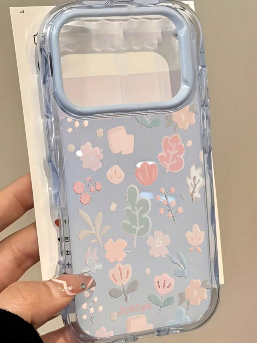 新款花朵图案多巴胺果冻手机壳,兼容 17 Pro Max、17 Pro、16 Pro Max、15 Pro、14 Plus、13、12 Pro、17 Air、11,波浪皂纹软壳后盖,礼品装 - 藍色 - 查看 1