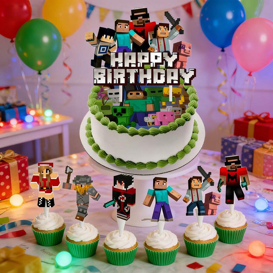 25 pezzi Decorazioni per torta a tema mondiale, decorazioni per torte per feste di compleanno a casa, decorazioni da dessert per cucina e sala da pranzo - Multicolore - Visualizzare 1