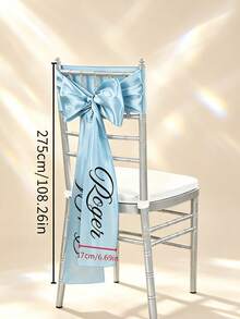 Custom Wedding Chair Sash With Names, Elegant Satin Bow Chair Ribbon For Wedding Ceremony, Bridal Shower & Anniversary Party Decor - Multicolor - View 5