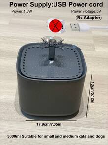3L/101,5oz/0,8Gal Dispensador de agua para mascotas, Fuente de agua automática para gatos y perros con 6 filtros, Cable de alimentación USB (adaptador no incluido), Bomba de agua - Negro - Ver 10