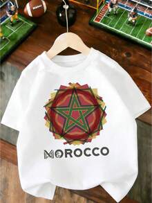 Camiseta infantil unisex con patrón geométrico de estrellas coloridas, perfecta para uso diario casual y para la vuelta al cole. Camiseta casual cómoda y relajada para la piel. - Blanco - Ver 1
