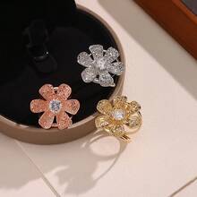 Multifunctional Floral Scarf Buckle, High-End Fashion Versatile Square Scarf Fastener, Women's Light Luxury Scarf Buckle New - 銀色 - 查看 7
