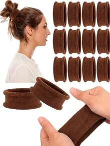 20 Stücke elegante Haargummis - dicke nahtlose elastische Pferdeschwanz-Seile, rutschfest, weich und bequem, klassische Farben, geeignet für verschiedene Frisuren, Damen-Haaraccessoires - Braun - Übersicht 2