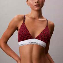 Calvin Klein Icon Cotton Modal Lightly Lined Triangle Bralette QF8498 - Seamless Emblem / Dark Berry - View 1