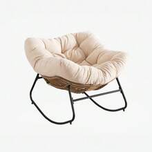 Rocking Chair, Chenille Upholstered Accent Chair, Modern Rocking Chair For Children's Room, Living Room, Bedroom, Apartment - Beige - View 9