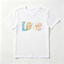 Letras Parcheadas Playera de Algodón Blanca con Diseño de Costura - Blanco - Ver 1