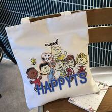 1 chiếc túi tote vải bố hình Snoopy dễ thương, túi xách học sinh dung tích lớn, túi mua sắm hoạt hình Charlie Brown, thích hợp để đựng đồ dùng học tập, phần thưởng trong lớp học, sách vở, quà tặng ngày lễ, quà tặng tựu trường, túi đi biển, đồ dùng du lịch. - Nhiều màu - Xem 1