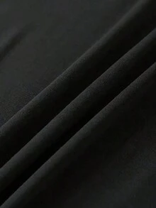 Plus Size Plain Round Neck Short Sleeve T-Shirt, Versatile And Practical - Black - View 3
