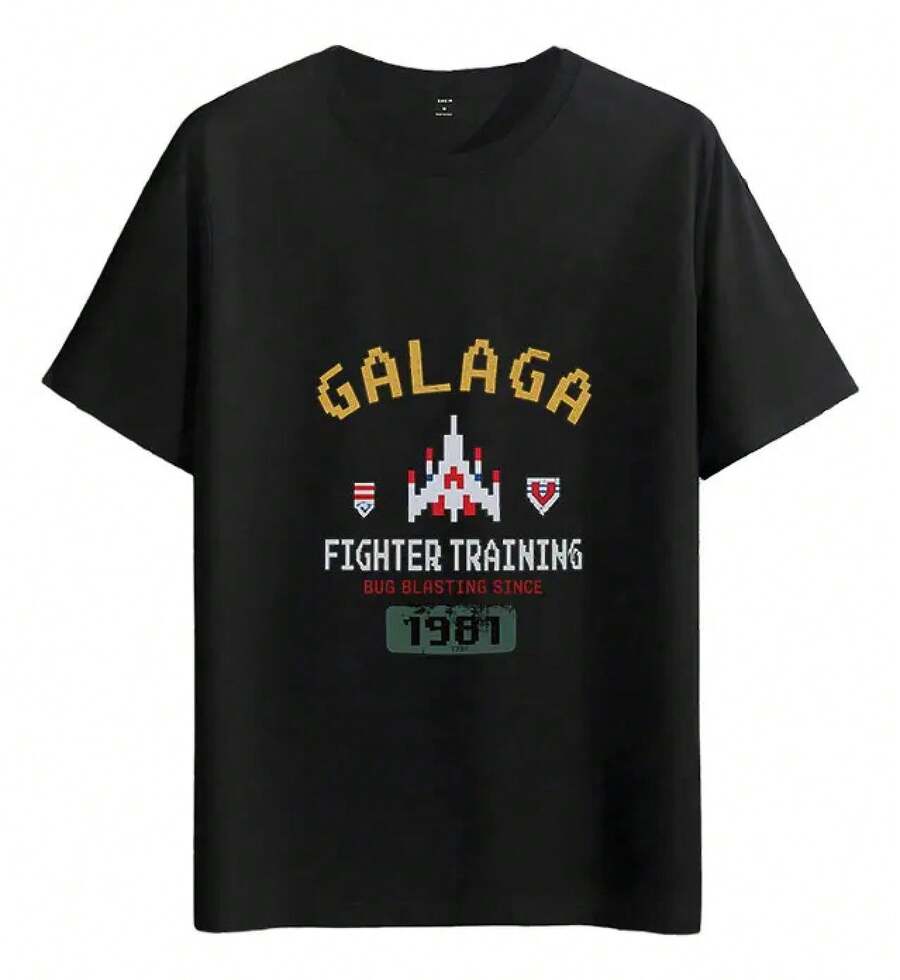 Muscle Freaks Galaga Retro Style Video Game T-Shirt 1981 - Black - View 1