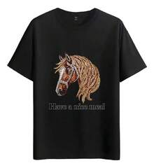Muscle Freaks Horse Head Style T-Shirt - 黑色 - 查看 1