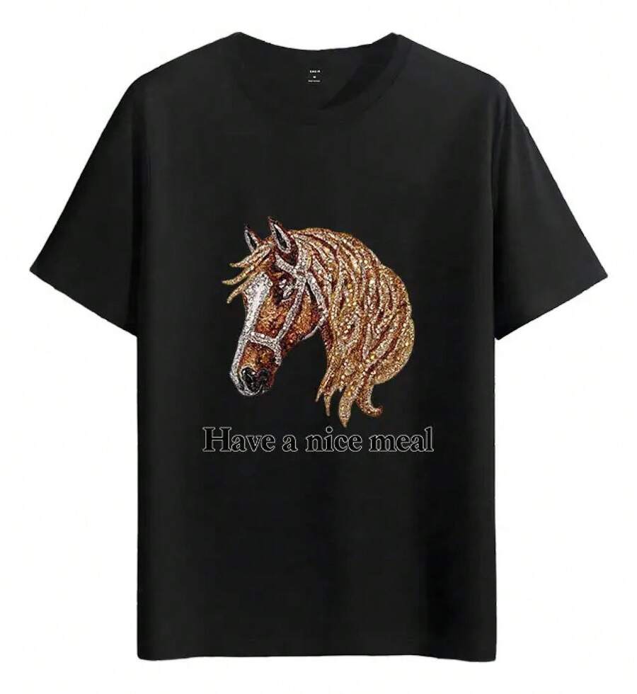 Muscle Freaks Horse Head Style T-Shirt - 黑色 - 查看 1