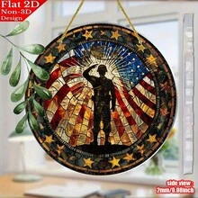 Attrape-soleil en acrylique plat 2D avec drapeau étoilé patriotique pour le 250e anniversaire, décoration de porche, décoration de maison, garage, restaurant, café, décoration suspendue à la fenêtre, décoration murale intérieure et extérieure, décoration de chambre, cadeau pour la fête de l'indépendance, décoration de chambre d'enfant, style décoratif, cadeau pour la fête des pères, décoration de mariage, cadeau pour la fête des pères, cadeau pour l'enseignant, décoration de plante artificielle, décoration de chambre - Multicolore - Voir 2