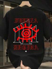 Men's Graphic T-Shirt 111 With Sun Design, Everyday Wear, 100% Cotton, Unisex, Gift Idea For Him Or Her, Urban Design, Comfortable Casual Top - 黑色 - 查看 7