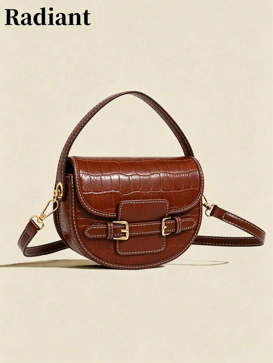 2026 New Vintage Patchwork Handbag, High-Quality Saddle Bag, Casual Versatile Crossbody Bag