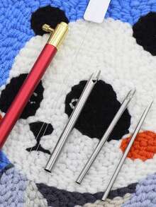 3-In-1 Interchangeable Punch Needle Set (Replacement Heads Diameter: 25mm/35mm/50mm), Embroidery Needle, Handcraft Punch Needle, Suitable For Punch Embroidery On Rugs, Coasters, Decorations, Artwork - 3-head Replaceable Needles With Round Handle - View 6