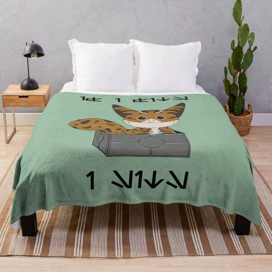 Loth-Cat If I Fits I Sits Fleece Throw Blanket, Super Soft Flannel Couch Blanket For Cat Lovers, Mandalorian Themed Gift For Fans, Lightweight & Warm 50x60 Inches - Màu sắc hình ảnh chính - Xem 1