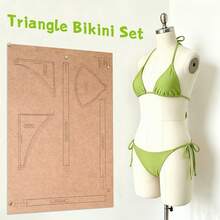 Triangle Bikini Set Sewing Pattern, Physical Kraft Paper Template And Paper Instructions, 15 Inclusive Sizes (US 2-30/EU 32-60), Simple DIY Two Pieces Swimsuit Template Suitable For Summer Beach Vacation, Pool Party And Holiday Wear, DIY Spaghetti Strap Swimsuit Template | Handmade Project For Honeymoon And Bachelorette Party - A - View 8