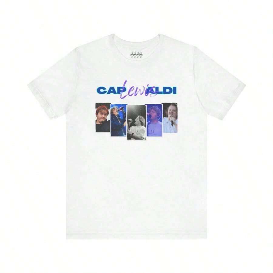 Lewis Capaldi Retro Poster T-Shirt – Exclusive Fan Design. Suitable As A Gift. Women's T-Shirt. Elegant Blouses. Boho Chic. Soft, Breathable, And Comfortable Women's Top, Ideal For Spring, Summer, And Autumn, Perfect For Vacations, Travel, And Everyday Wear. - 白色 2 - 查看 1