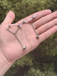 1 par de cadenas corporales sin perforación, anillos para pezones para mujeres - Plateado - Ver 12