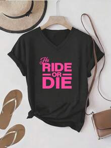 Talla grande - talla extra grande - camiseta de mujer, hecha de algodón puro, tela ligera y transpirable, diseño de cuello redondo, diseño estampado, corte de manga corta, adecuada para primavera y verano. - Negro - Ver 1