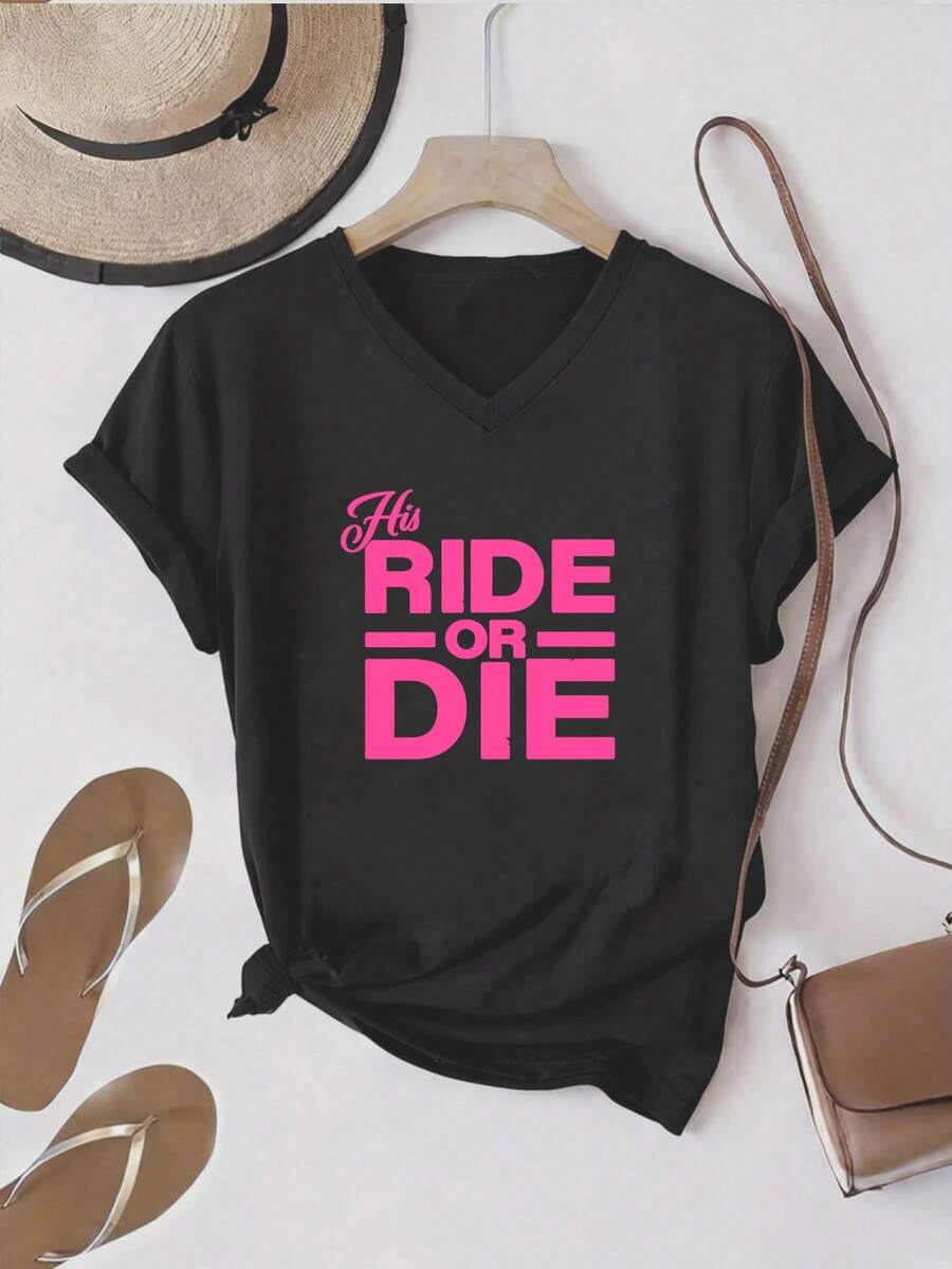 Talla grande - talla extra grande - camiseta de mujer, hecha de algodón puro, tela ligera y transpirable, diseño de cuello redondo, diseño estampado, corte de manga corta, adecuada para primavera y verano. - Negro - Ver 1