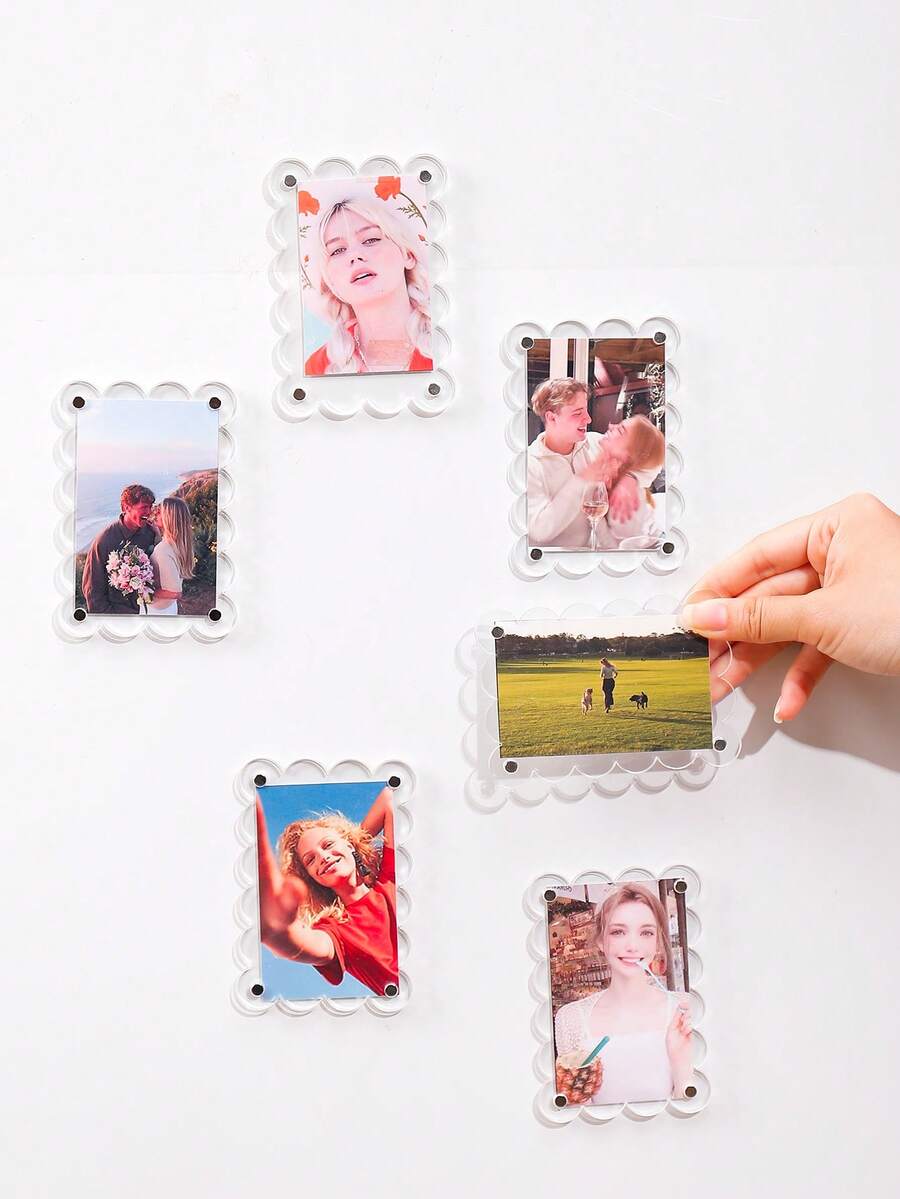 1 Set Magnetic Photo Frame, Clear Acrylic Blank Frame, 3-Inch Instant Photo Stand, Magnetic Fridge Sticker, Horizontal & Vertical, Mini Size Photo Display, Easy To Replace Fridge Sticker, Suitable For Kitchen, Office Cabinet, Birthday & Holiday Gift - Multicolor - View 1
