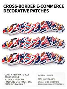 16 pièces/set Charms de sabots pour le 250e anniversaire des États-Unis, charms patriotiques du 4 juillet avec drapeau américain, épingles de décoration de chaussures amovibles en PVC imperméables et mignonnes pour sabots, sandales, glissières, mini-sacs. Cadeaux de fête de l'Indépendance, remplisseurs de sacs surprises pour anniversaire pour enfants, adolescents, adultes, hommes et femmes - Multicolore - Voir 4