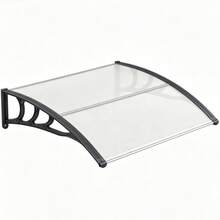 39"X30" Modern Polycarbonate Window Door Awning, Terrace Canopy, Outdoor Shading Tools, UPF50+ Waterproof Windproof Outdoor Patio Canopy With Aluminum Reinforced Bars-Gray - 棕色 - 查看 11