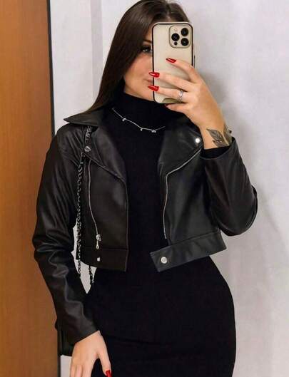 Jaqueta Courinho Feminino Com Ziper Moda Outono 2026