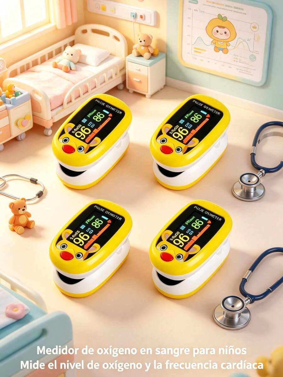 Oxímetro USB, monitor de oxígeno en sangre de goma para niños pequeños en el hogar(4pcs)