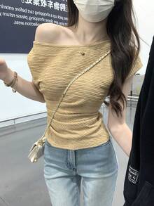 Women Tops - Khaki - View 2