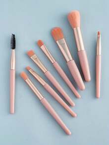 8pcs Makeup Brush Set, Portable Muted Color Makeup Brushes, Soft Hair Blush & Eyeshadow Brushes, Makeup Tools - Portable - View 8