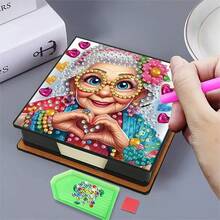 Bộ tranh đính đá 5D tự làm - Hộp đựng sổ tay - Quà tặng thủ công độc đáo, Bộ tranh đính đá, Hình tròn bất đối xứng, Quà tặng thủ công độc đáo cho bàn làm việc văn phòng và nhà - BQ065 - Xem 3