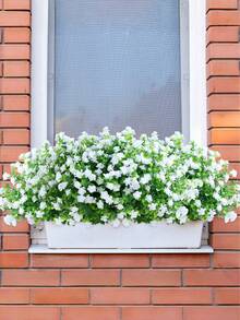 1 Set Artificial Green Plants With Ground Stakes, White Artificial Flowers Outdoor Fake Flowers Plastic UV Resistant Shrubs Greenery Hanging Decor, Suitable For Garden Porch Window Box Farmhouse Outdoor Summer Indoor Decoration, UV Resistant Artificial Camellia Shrubs, Realistic Flower Bouquet, Suitable For Spring Summer Indoor Outdoor Decoration, Home, Hotel, Garden, Wedding And Vacation Scenes, Ground Placement Outdoor Fake Flowers - Multicolor - View 1